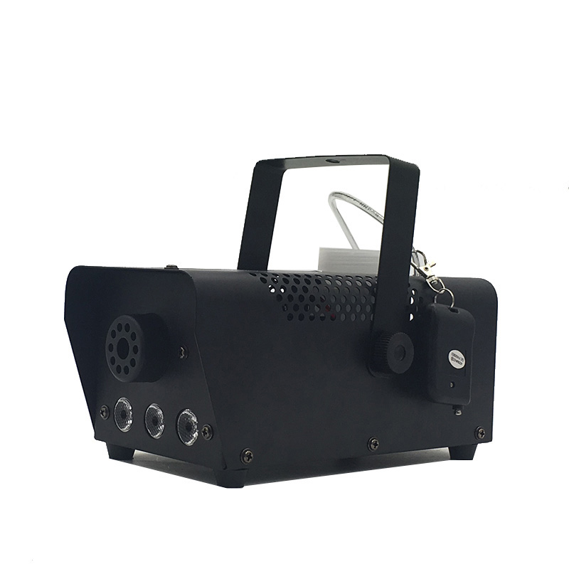 Máquina de niebla de control remoto de 500 W con 3 piezas de LED RGB en diferentes efectos de salida de niebla de color