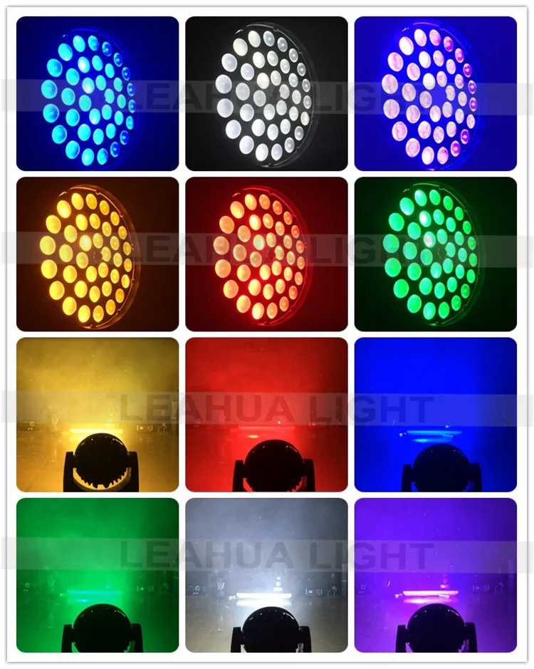 6 en 1 RGBWA + UV 36x18W Luces de lavado de cabeza móvil LED